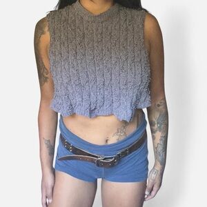 Free People Textured Sleeveless Gray Crop Top